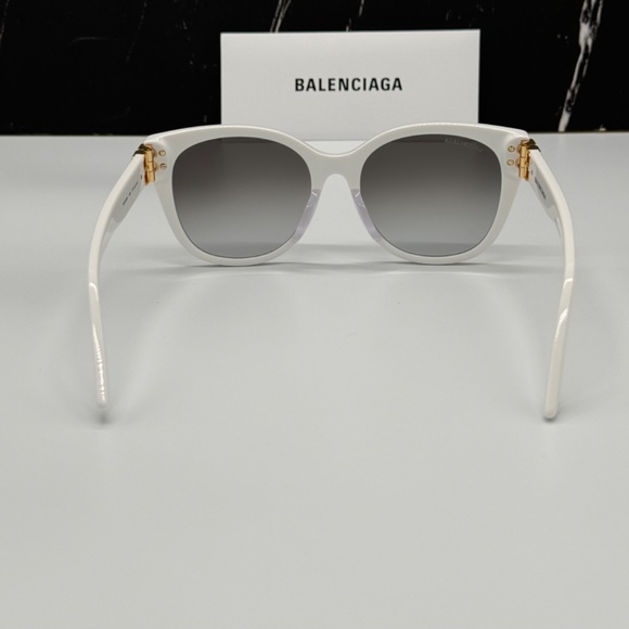 NEW BB0103SA 006 BALENCIAGA WHITE GREY WOMEN BALENCIAGA SUNGLASSES - Picture 7 of 11